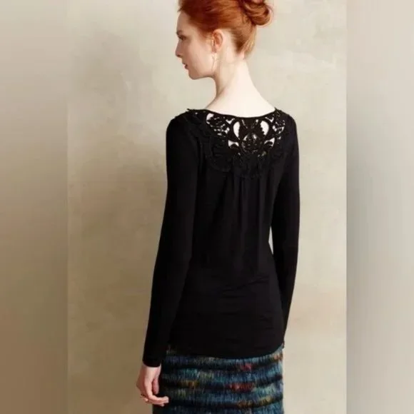 Anthropologie Meadow Rue Bobbin Lace Long Sleeve Slub Top - Picture 3 of 12